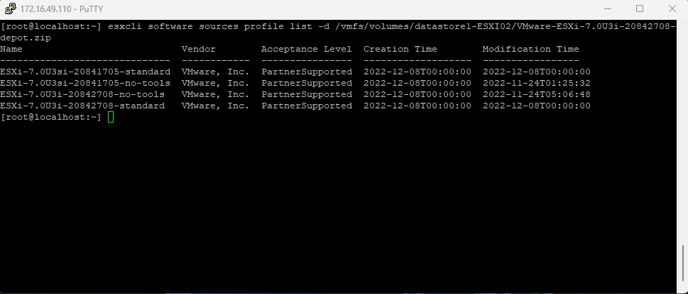 Liste des profils sous notre patch